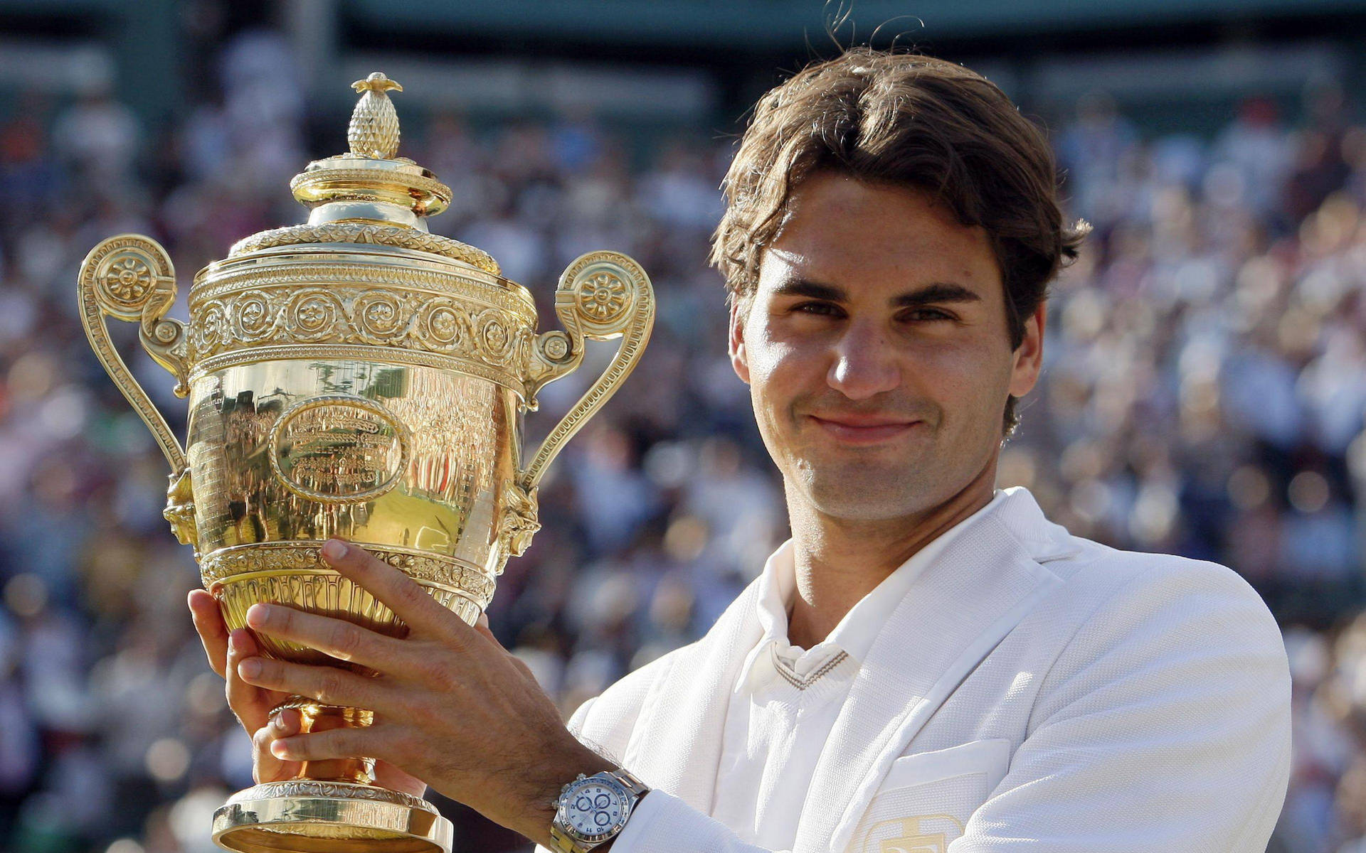Roger Federer Wimbledon Trophy Wallpaper
