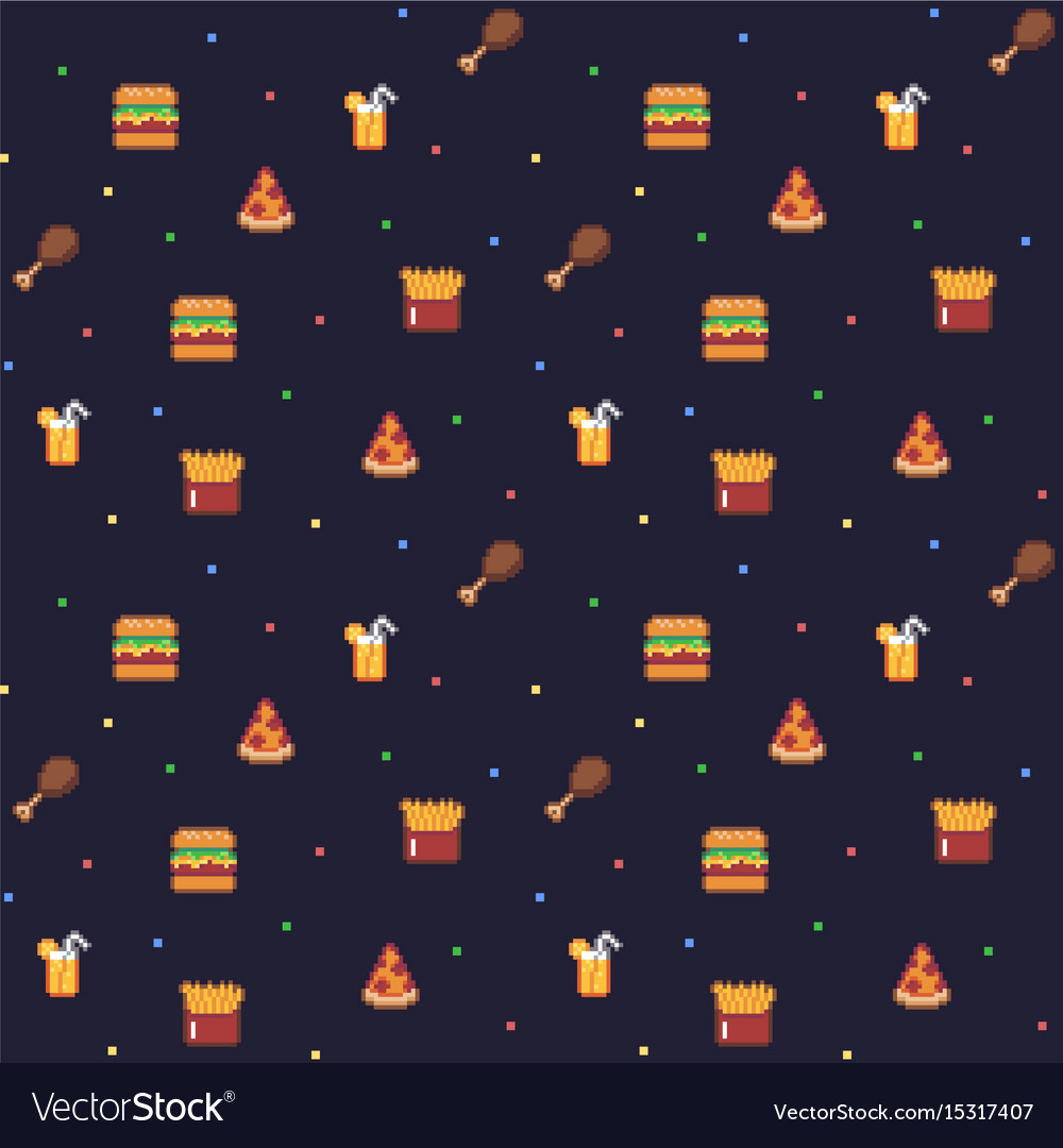 Pixel Art Food Background Royalty Vector Image