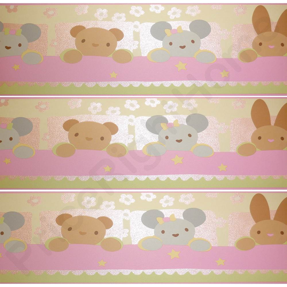 Details about RABBIT BEAR PINK WALLPAPER BORDERS NEW SEALED 5m