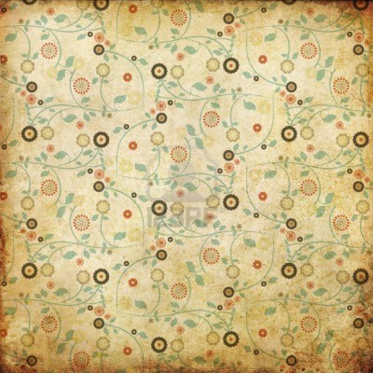 Background From Grunge Paper With Retro Pattern