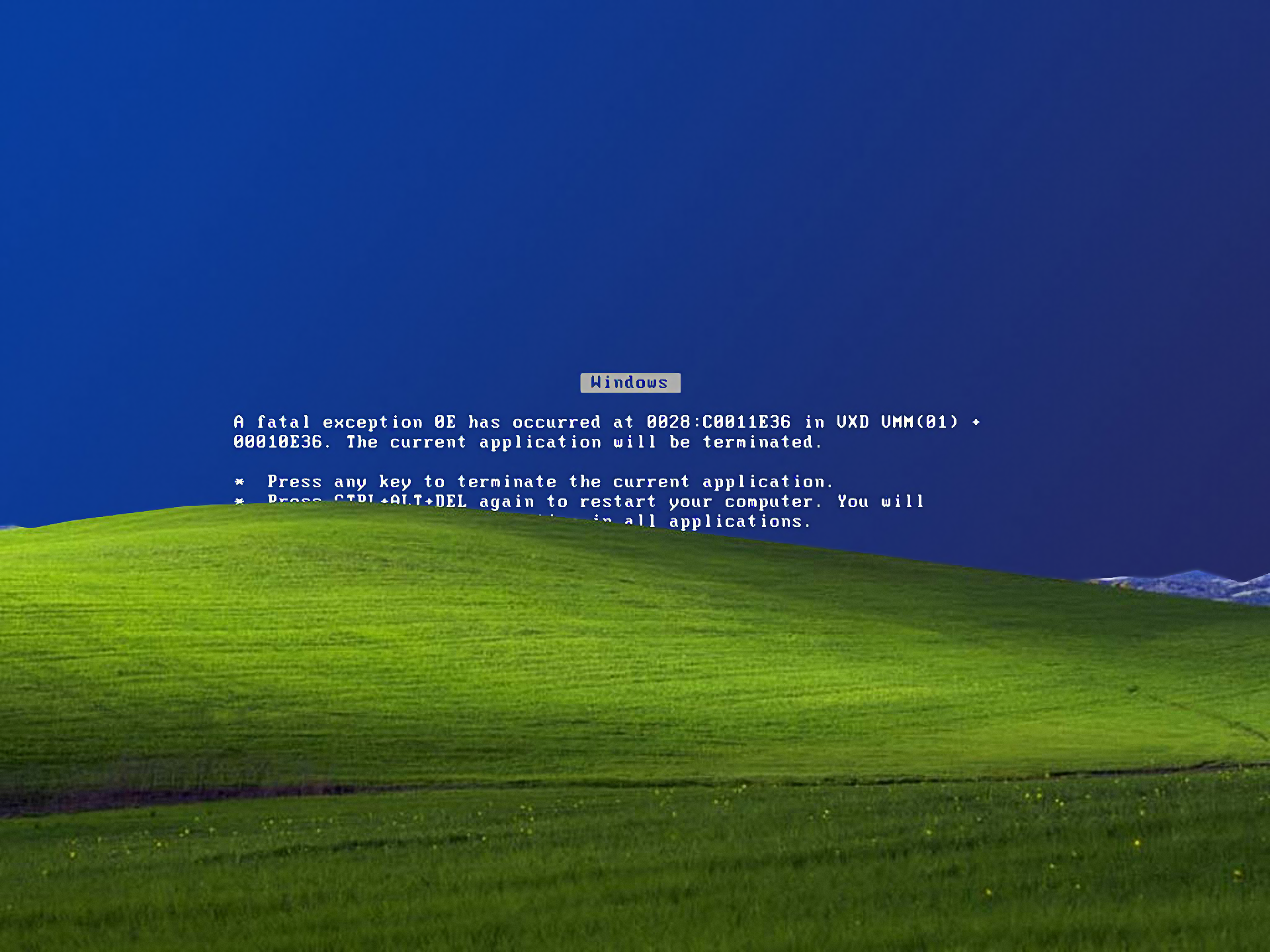 Windows Xp Error Microsoft Blue Screen Of Death Wallpaper