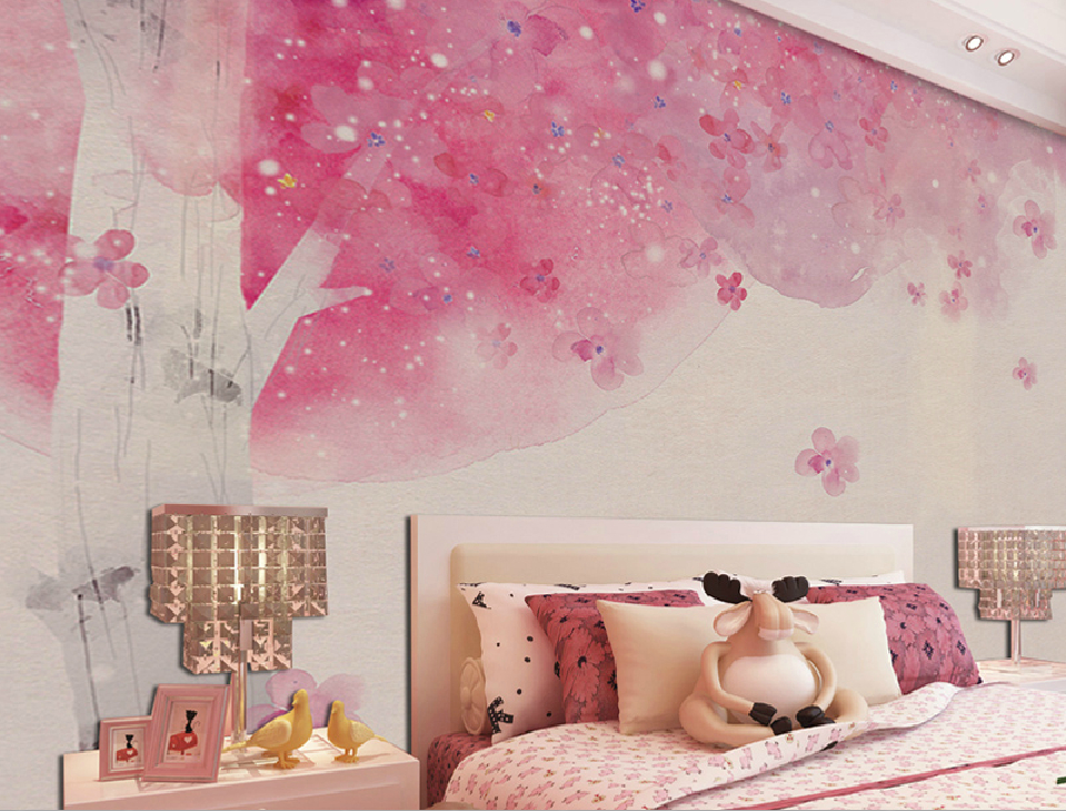 Romantic Pink Wallpaper For Girls Bedroom