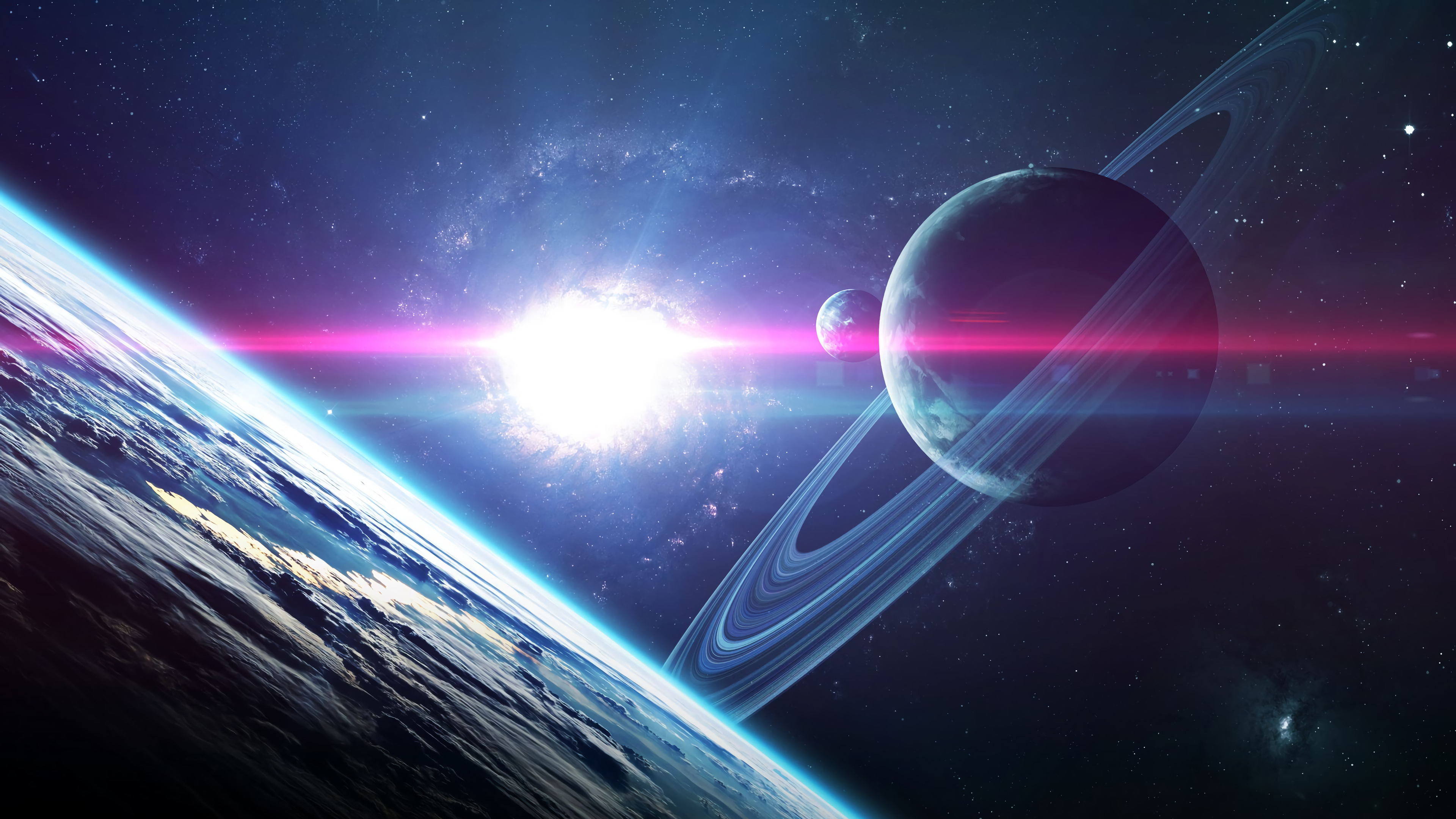 A breathtaking 4k wallpaper of planets, stars, nebulae, and galaxies in deep space