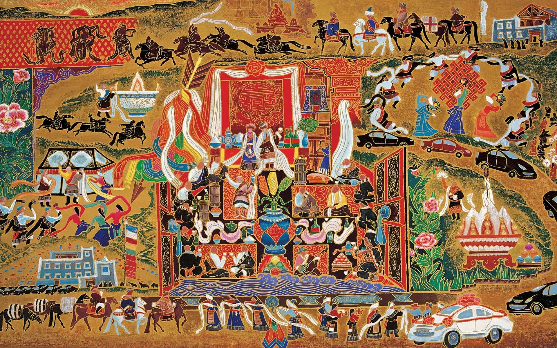 Xiangba Tibet Woodcut Computer Wallpaper Desktop Background