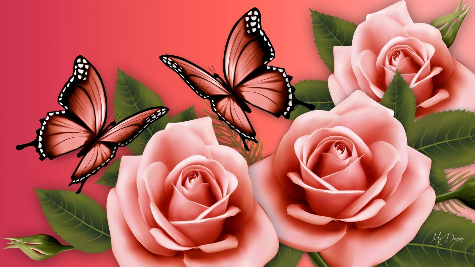 Flowers And Butterflies Wallpaper At