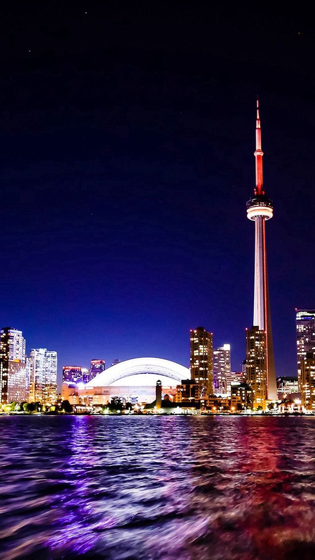 Toronto Lake Canada City Night iPhone 5s Wallpaper