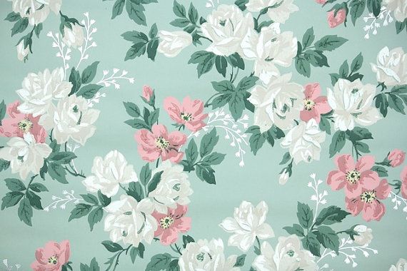 Vintage Wallpaper   Floral Wallpaper with Large White Roses and Pink 570x380