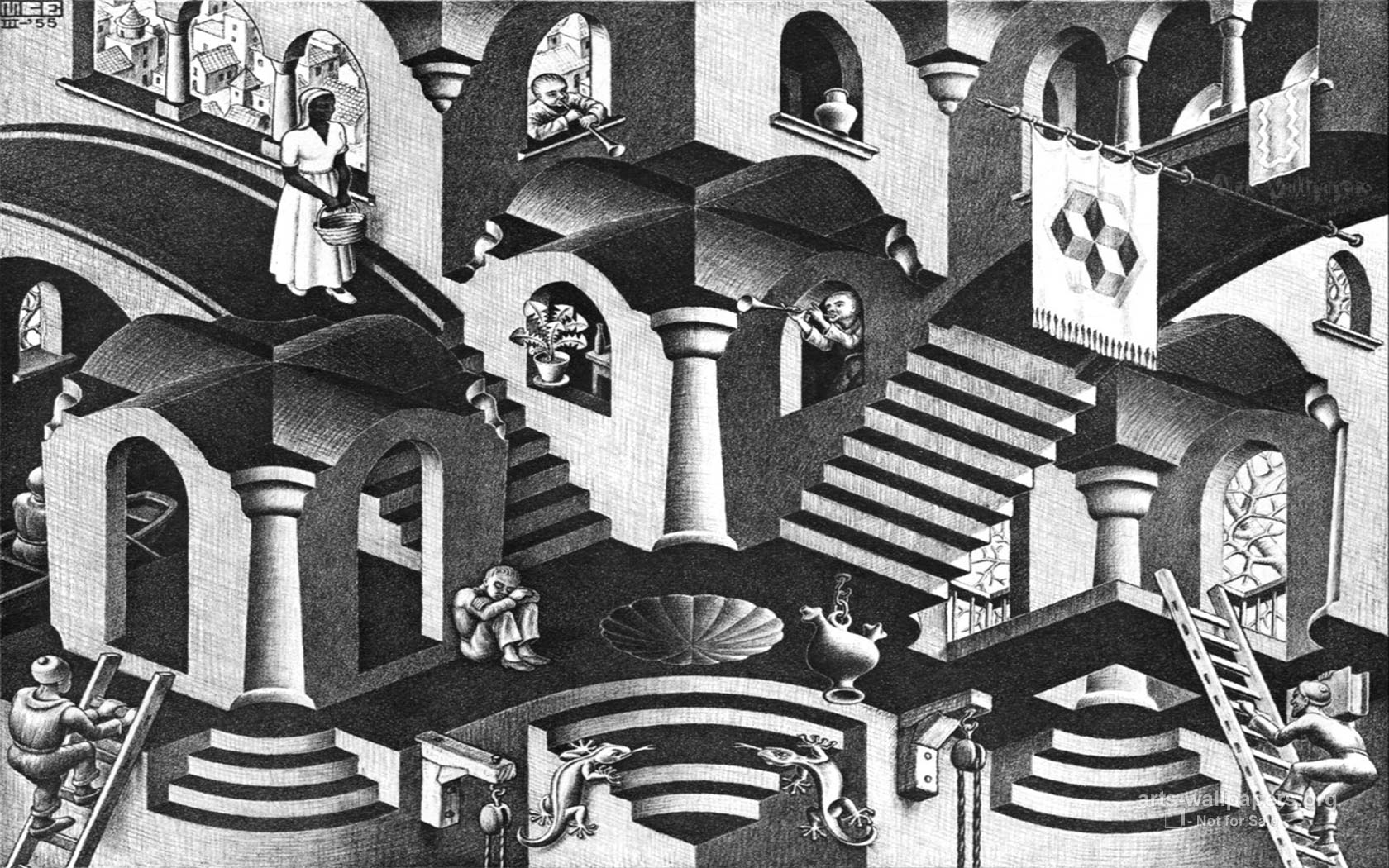 House of Stairs is a lithograph print by the Dutch artist M C Escher  which was first