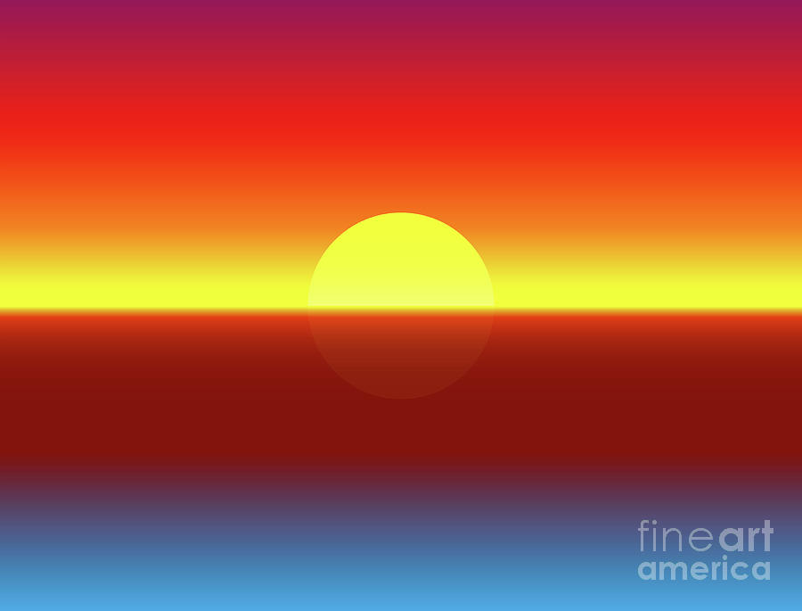 Sundown Ocean Gradient Background Illustration Digital Art By