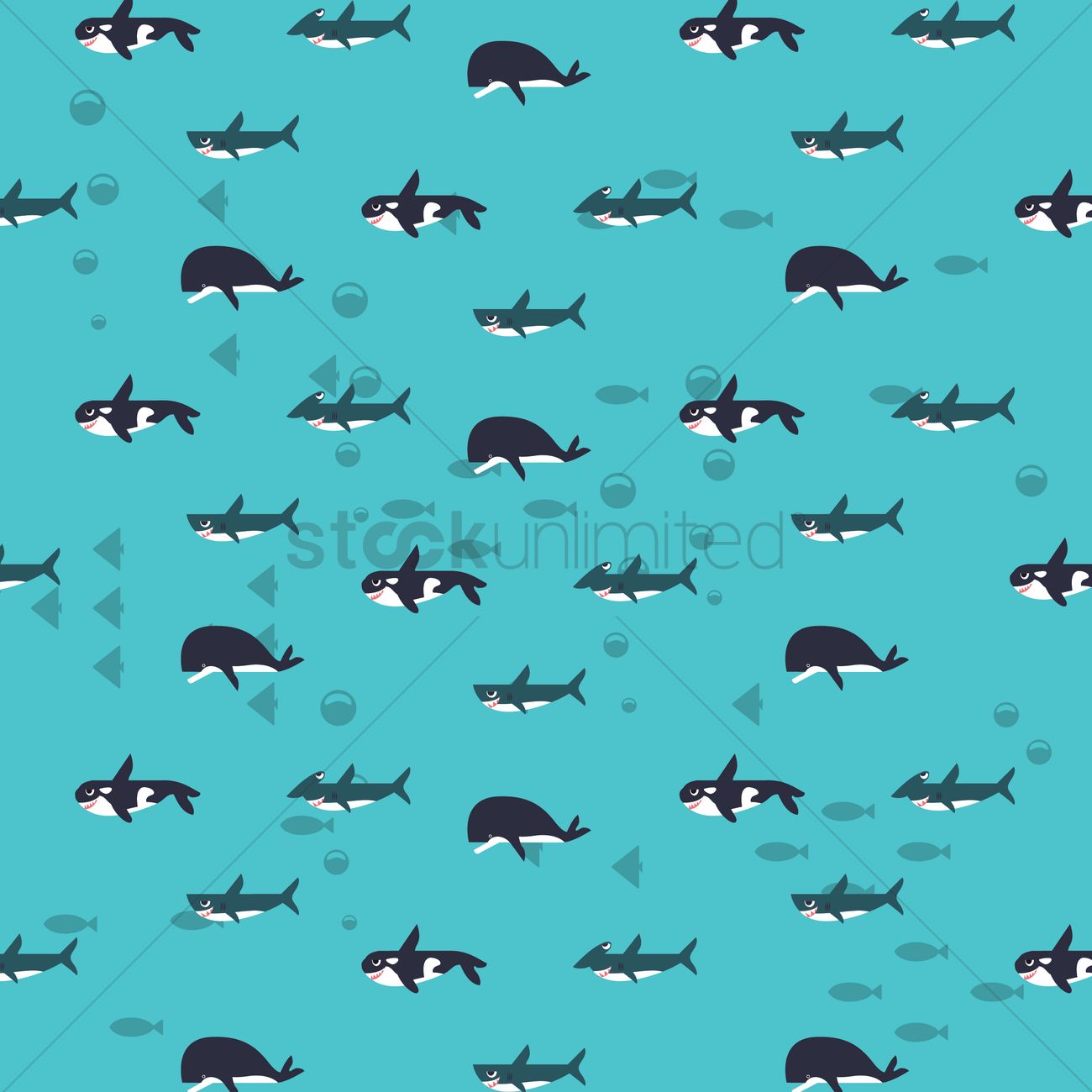 Seamless Fishes Background Vector Image Stockunlimited
