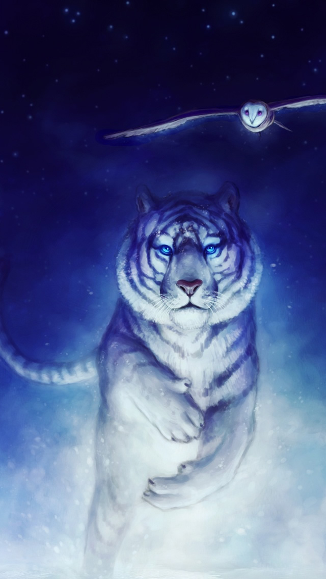White Tiger Owl Art iPhone 5s Wallpaper Download iPhone Wallpapers