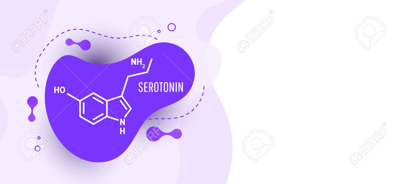 Serotonin Hormone Structural Chemical Formula On Wave Liquid