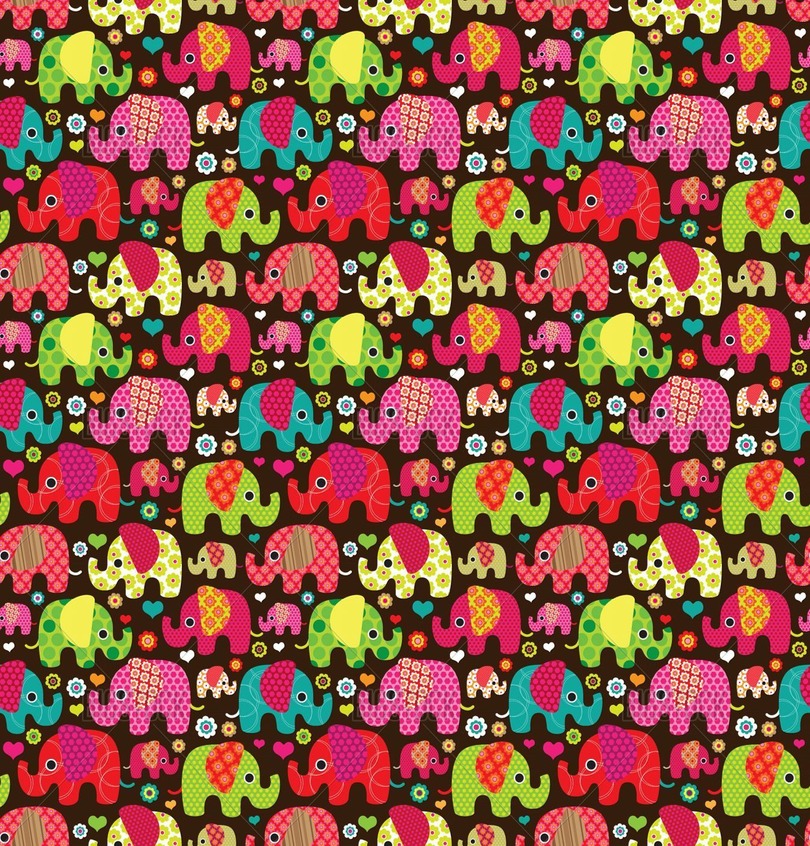 Seamless Retro Elephant Kids Pattern Wallpaper Background In Vector