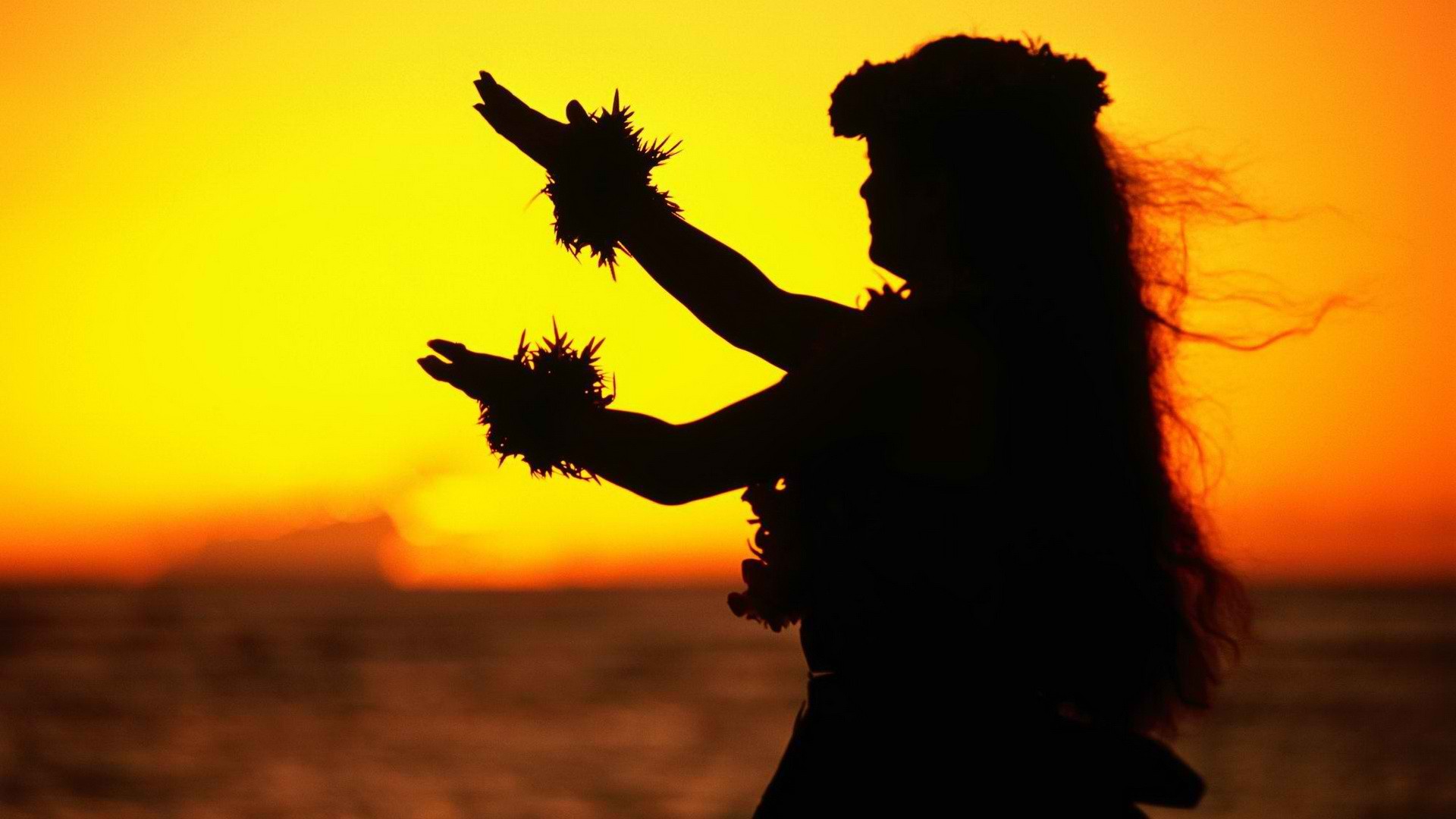 Sunset Hawaii Dancers Oahu Wallpaper