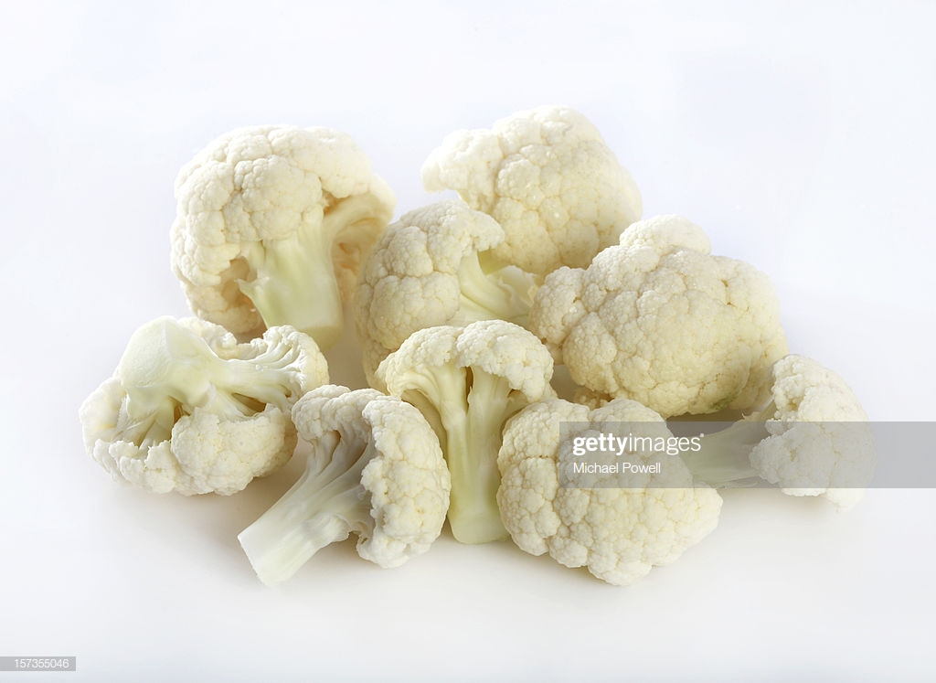 Cauliflower Florets On White Background Stock Photo Getty Image