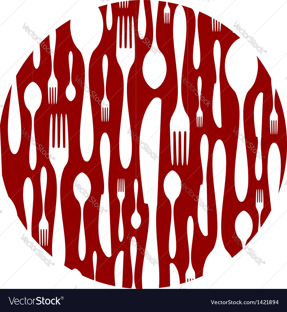 Cutlery Pattern On Red Background Royalty Vector Image