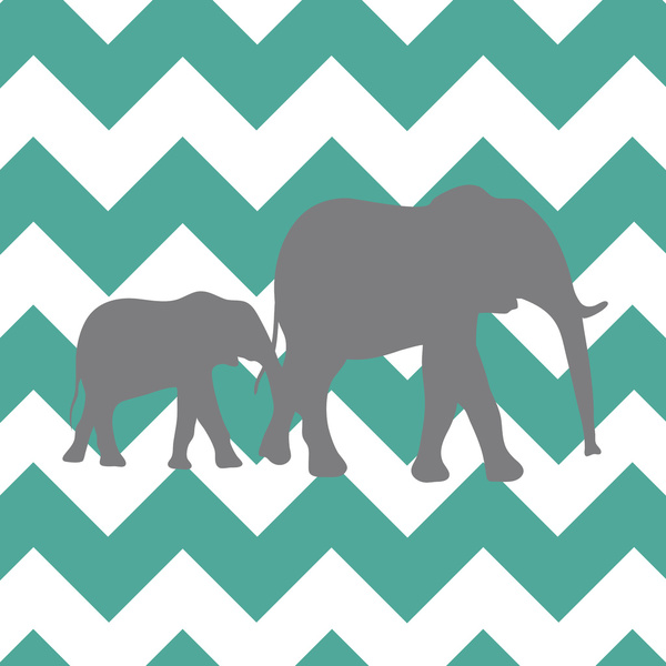 chevron elephants teal and grey stretched canvas by gathered chevron