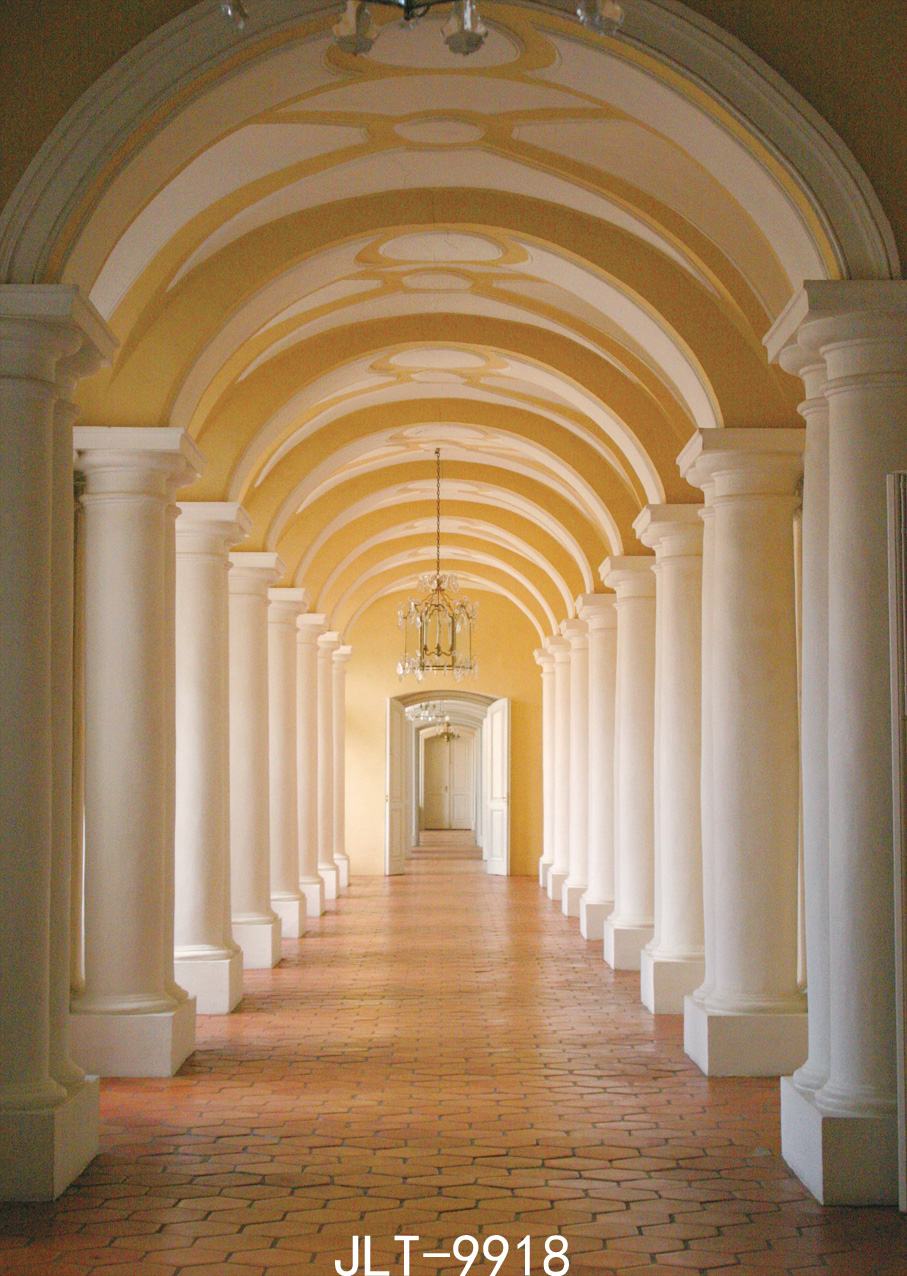 Palace Corridor Photography Backdrops Pillar Arched Door Photo