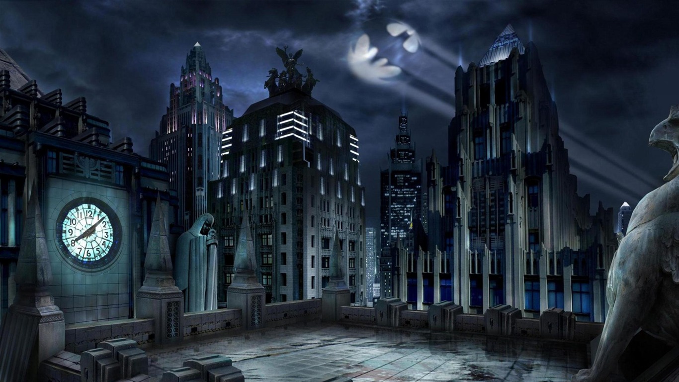 Gotham City Urban Landscape Wallpaper 1366x768