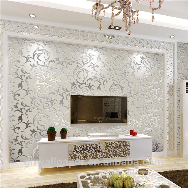 Wall Paper Design Home Decor 3d Wallpaper Silver Metallic