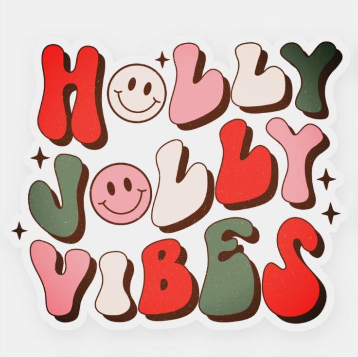 Retro Christmas Holly Jolly Vibes Trendy Holidays Sticker