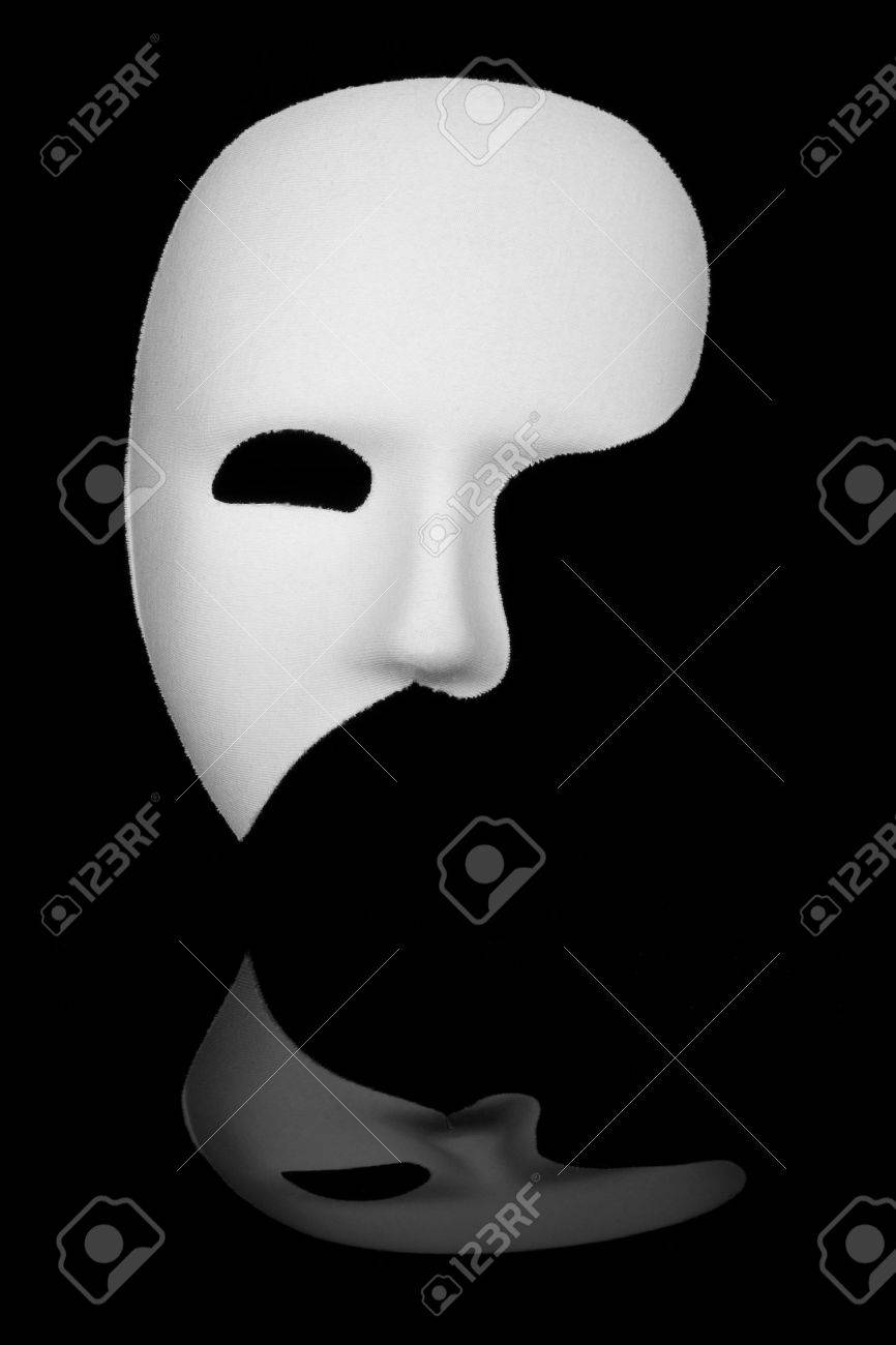 White Phantom Of The Opera Half Face Mask Isolated On Black