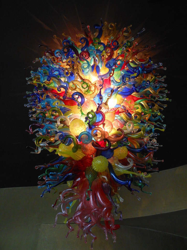 Blown Glass Chandelier By Discoinferno84