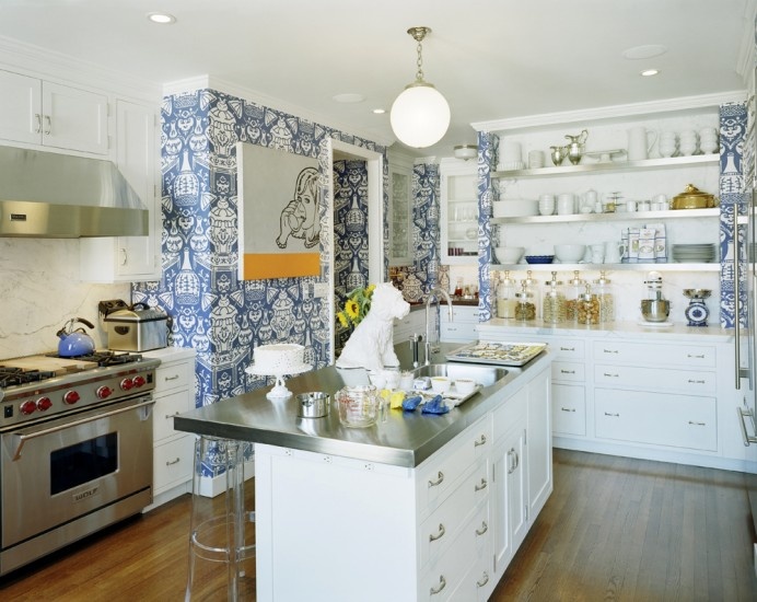 Bolder Daring Why Not Try Wallpapering Your Kitchen Walls Wallpaper