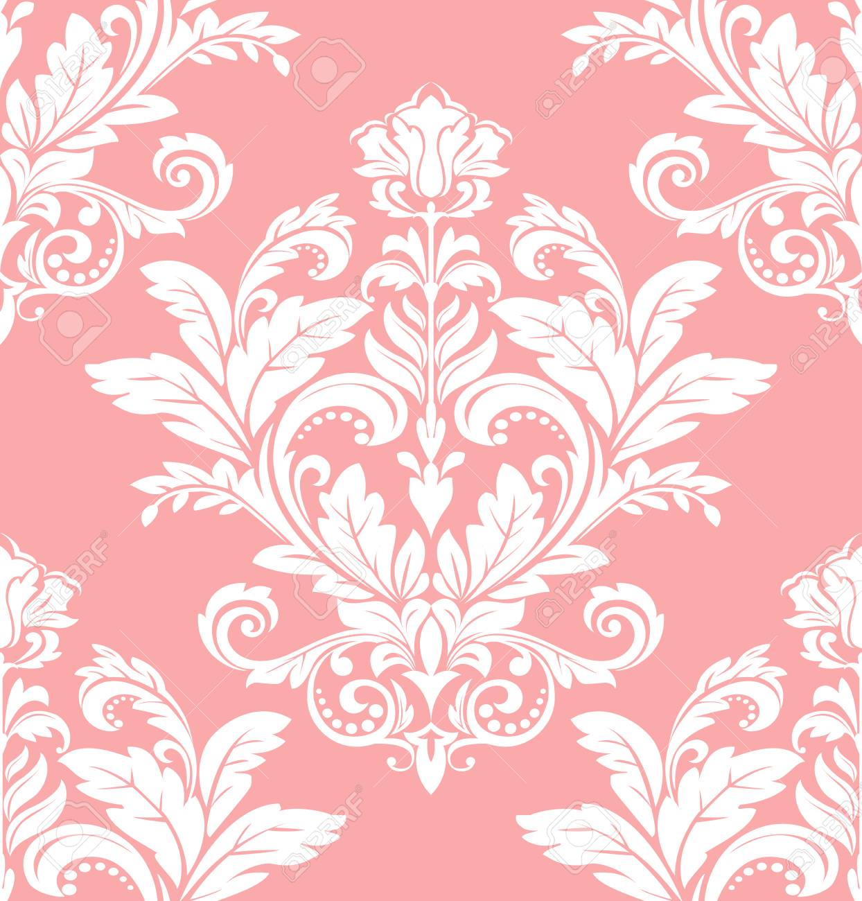 Floral Pattern Wallpaper Baroque Damask Seamless Vector