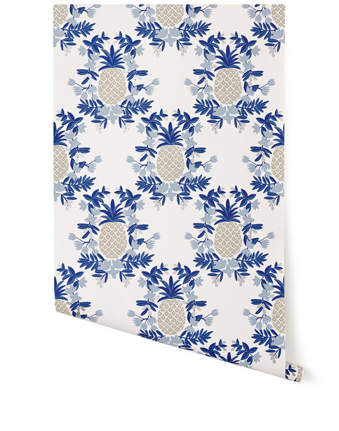 Blue Pineapple Wallpaper Little Crown Interiors Online Store