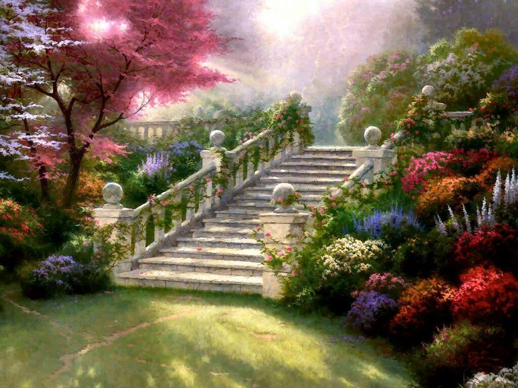 Stairway To Paradise Thomas Kincade Paintings Wallpaper Image