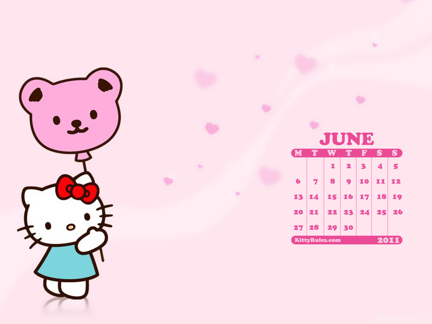 Hello kitty June 2011 Desktop Calendar Wallpaper Kittyrulez 1440x1080