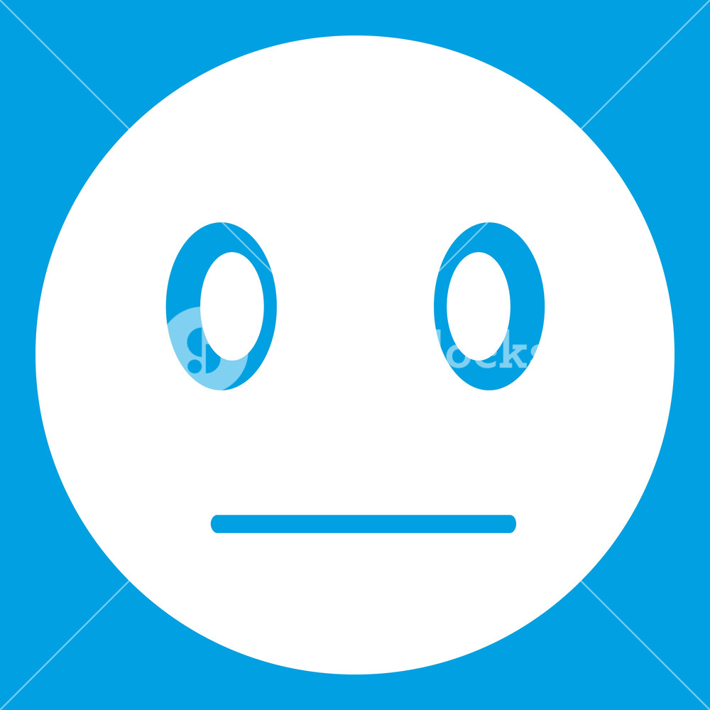 Suspicious Emoticon White Isolated On Blue Background Illustration