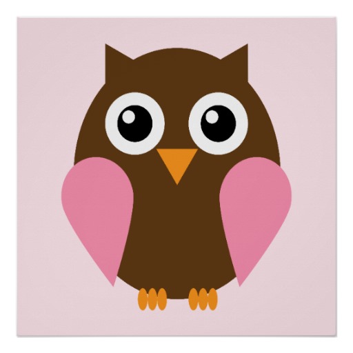 Cartoon Owl Children S Wall Art Pink Poster