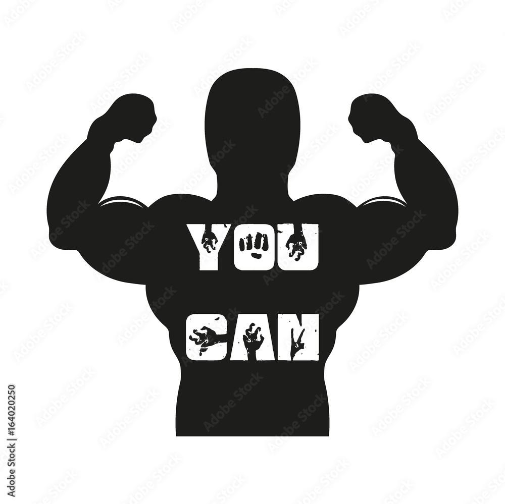 You Can Workout And Fitness Gym Motivation Illustration Sign
