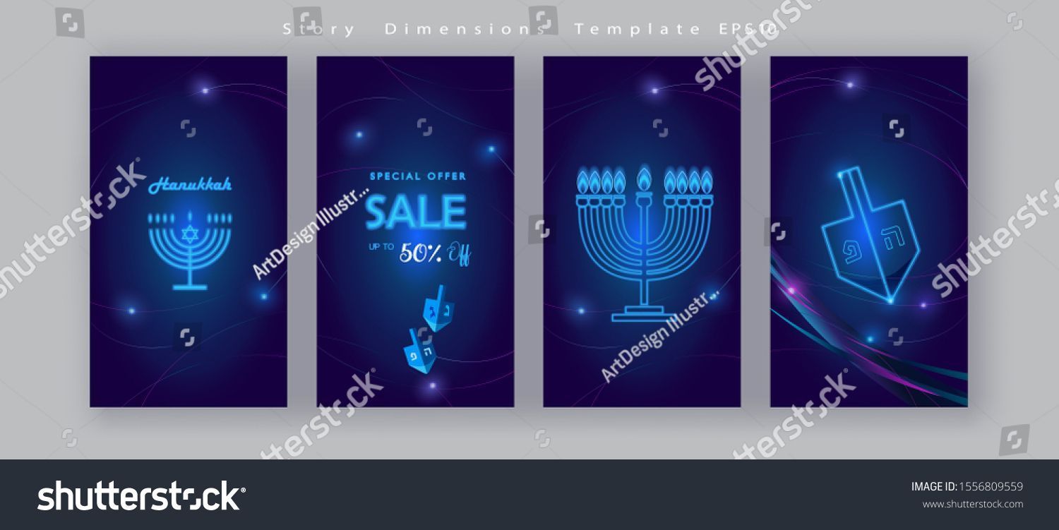 Happy Hanukkah Jewish Holiday Abstract Background Sale Banners