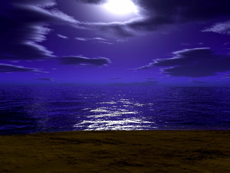 Beach Clouds Night With Full Moon Nature Beaches HD Wallpaper