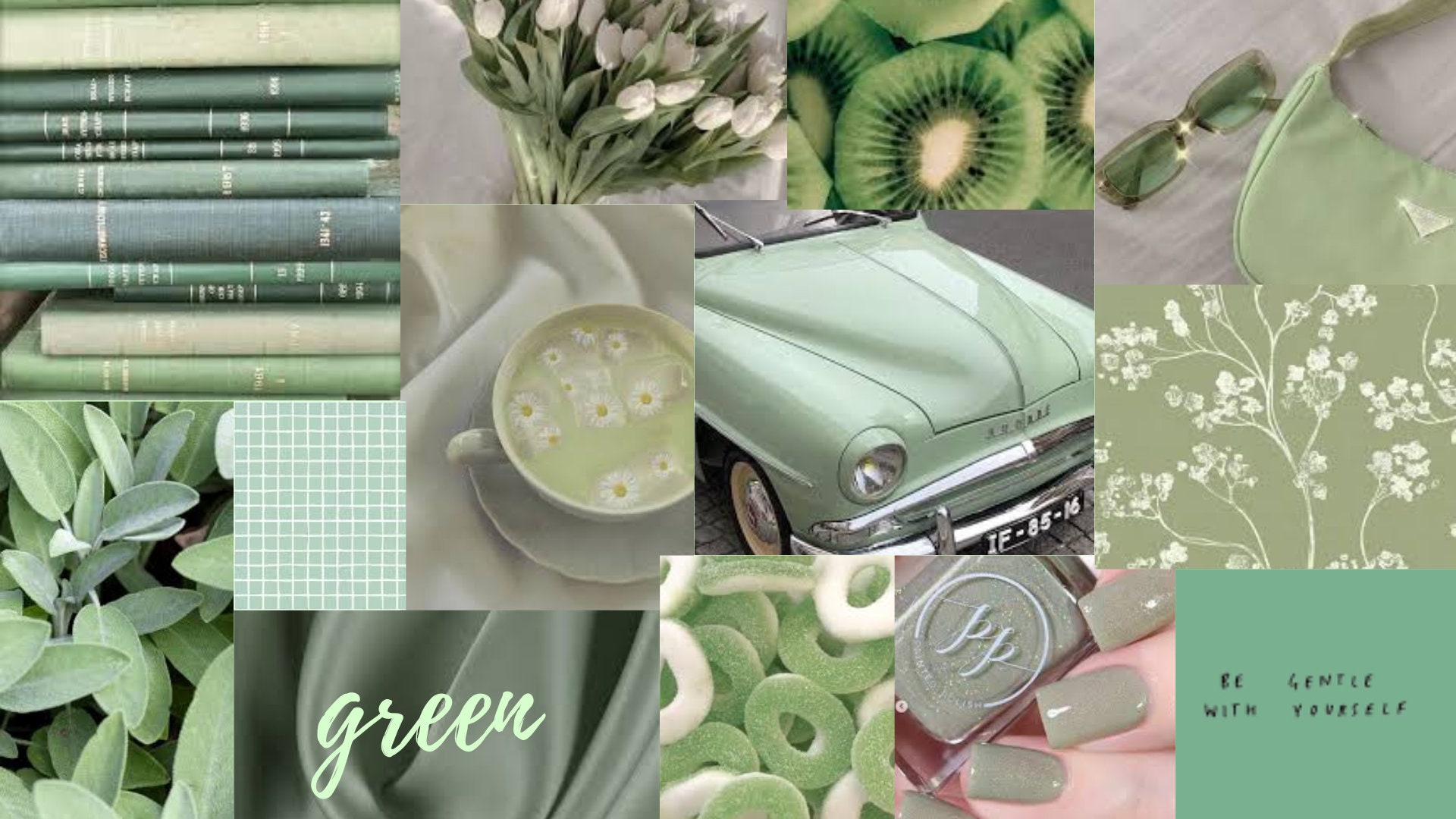 Sage Green Collage Wallpaper for Any Laptop Etsy India