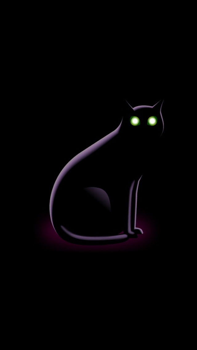 Black Cat Green Eyes iPhone Wallpaper Top