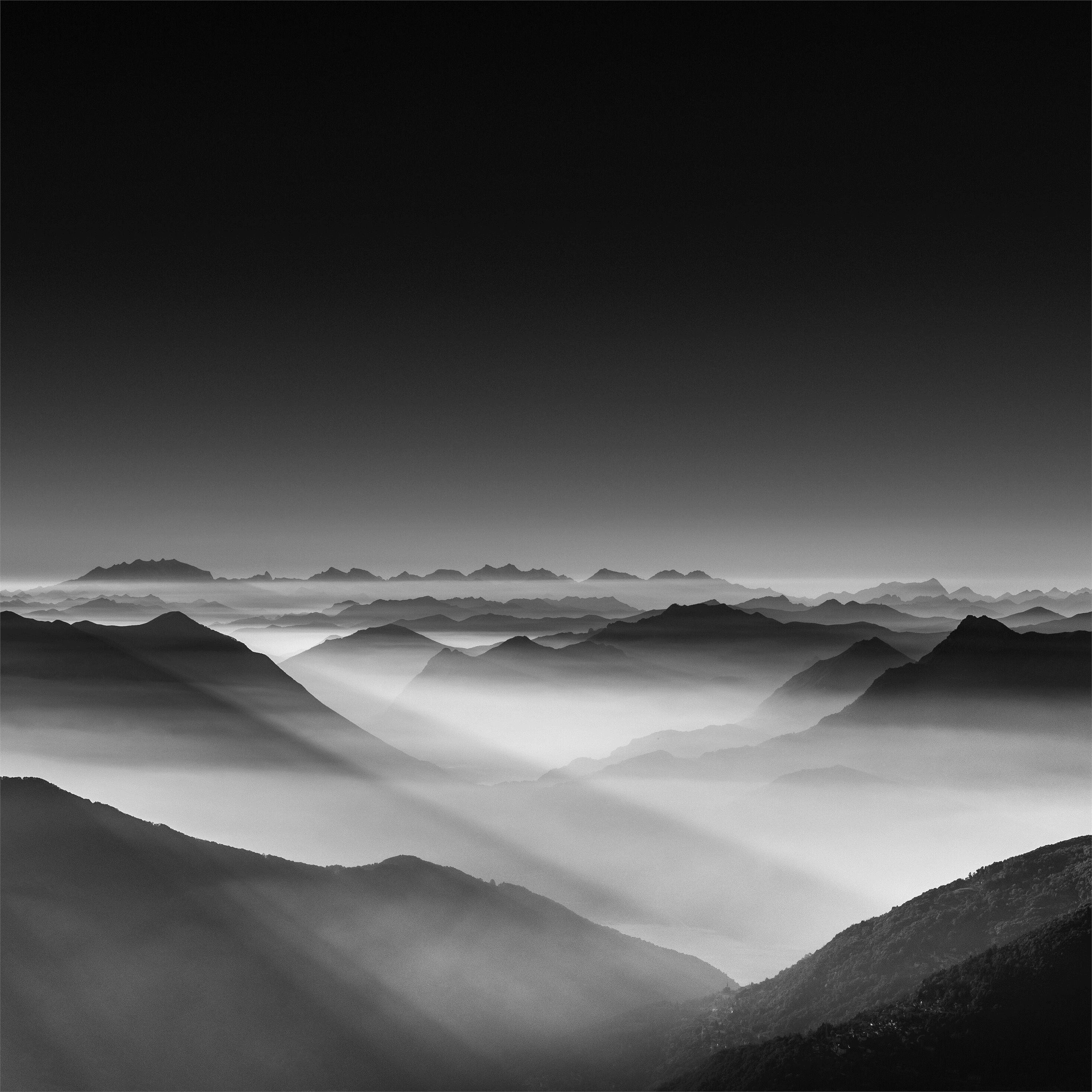 Haze Mountain Landscape Monochrome 5k iPad Pro Wallpaper