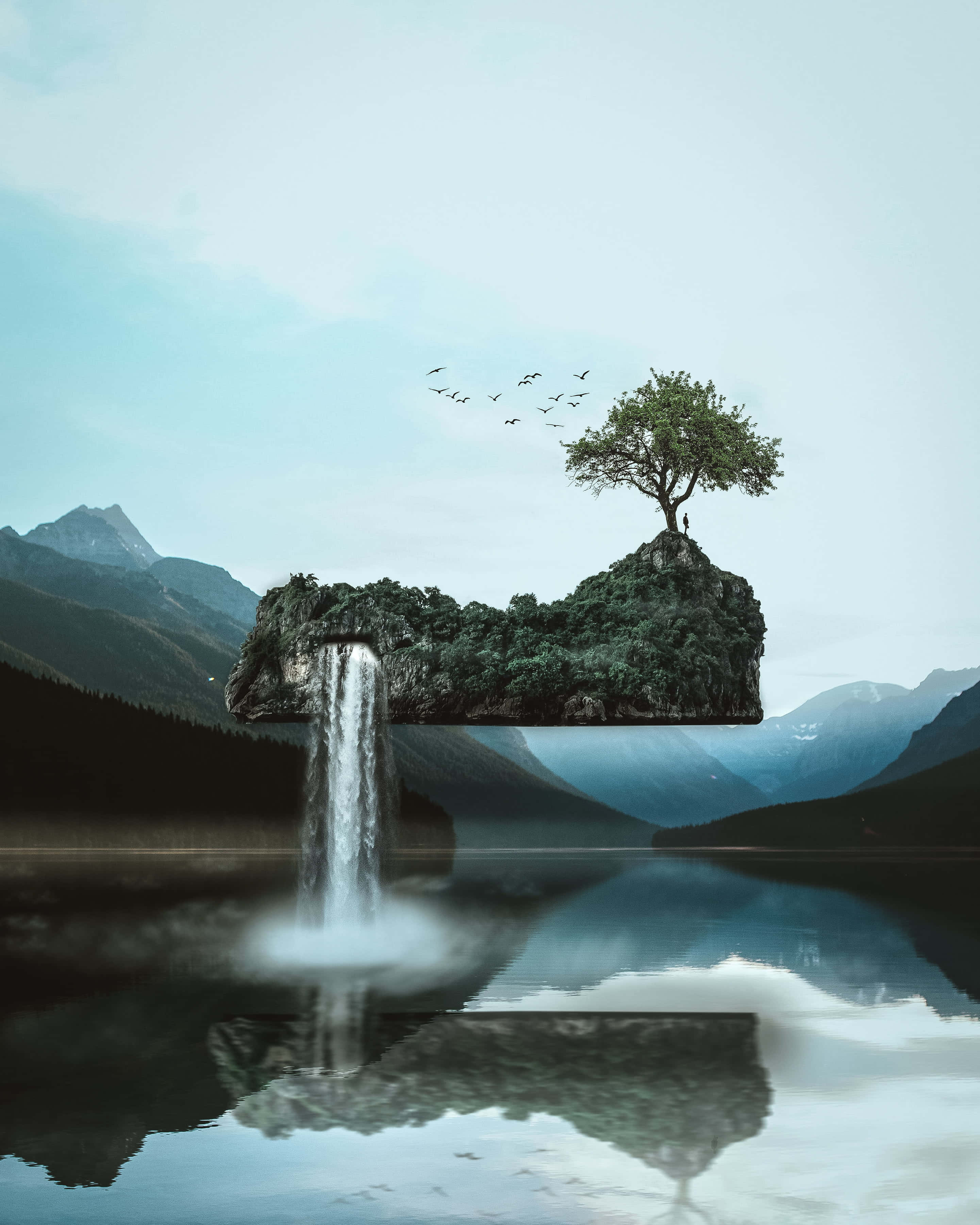 Floating Island Background Wallpaper