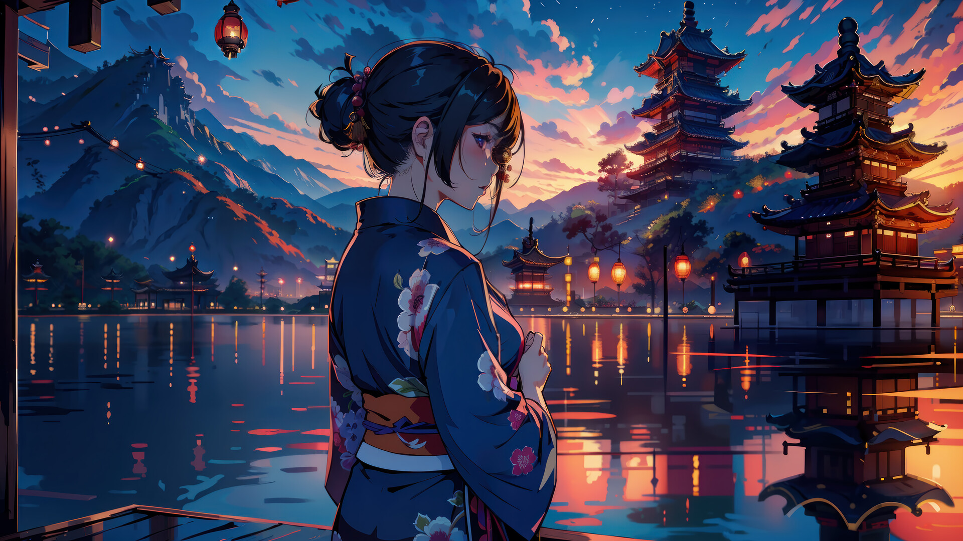 Anime Girl Kimono Japanese 4k Wallpaper