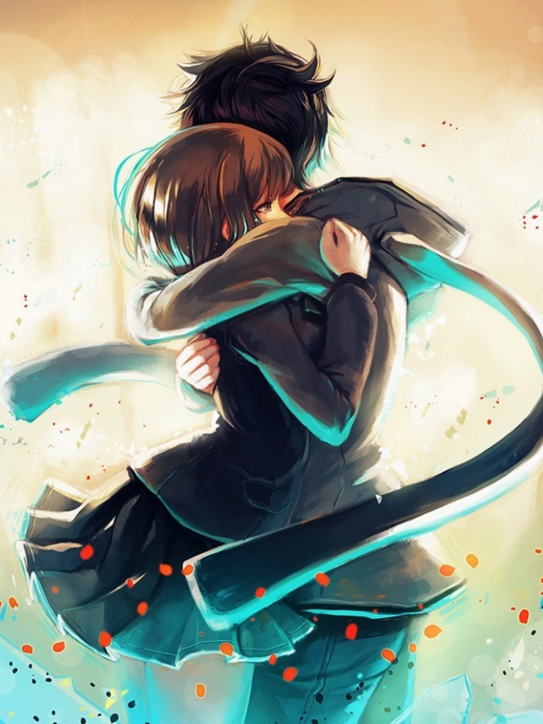 Download Anime Couple Hug Happy Wallpaper  Wallpaperscom