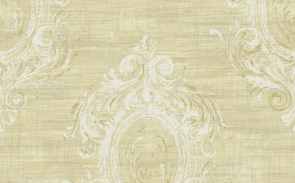 Damask Medallion Wallpaper In Cream And Metallic Design By Seabrook