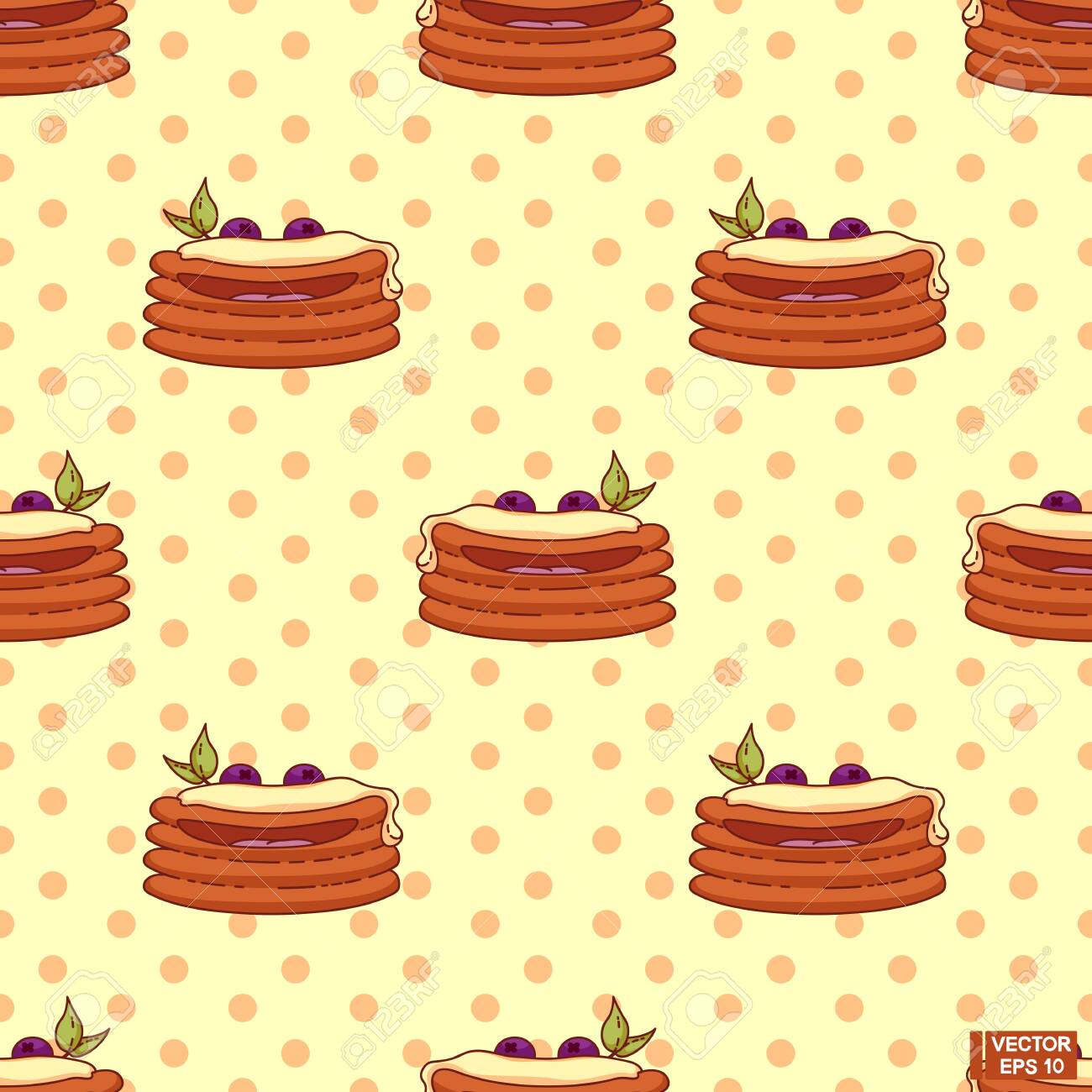 Vector Image Seamless Pattern With Pancakes Cartoon