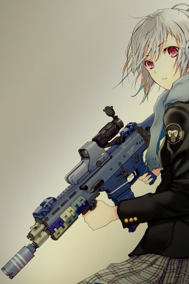 Iphone wallpaper, gun and anime girl anime #1289910 on animesher.com