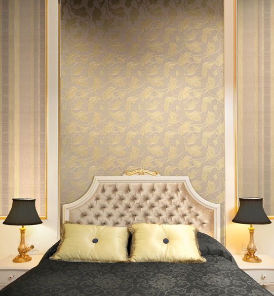 Framed Wallpaper Behind A Bed Decor Idea