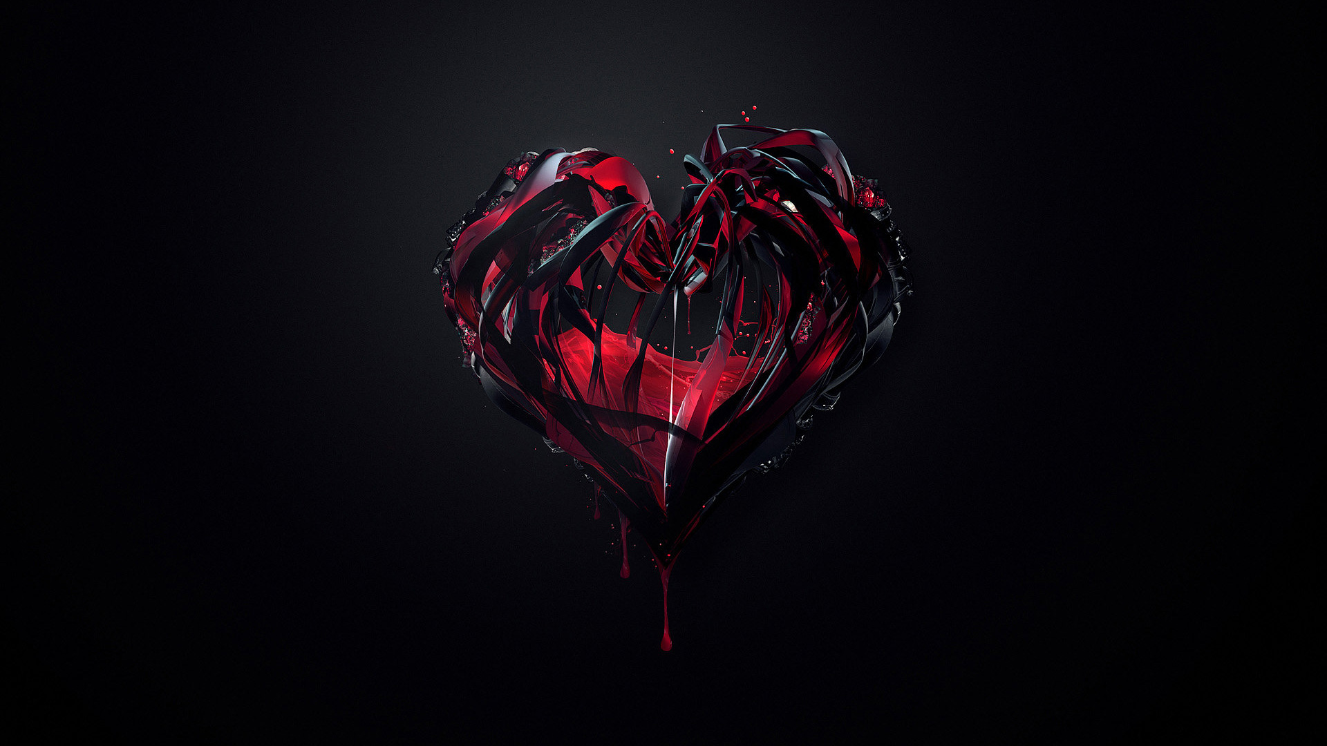 Red Hearts Black Background - WallpaperSafari