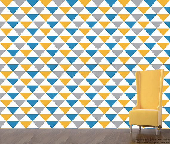Removable Peel and Stick Fabric Wallpaper  Seamless Triangle Wallpaper 570x482