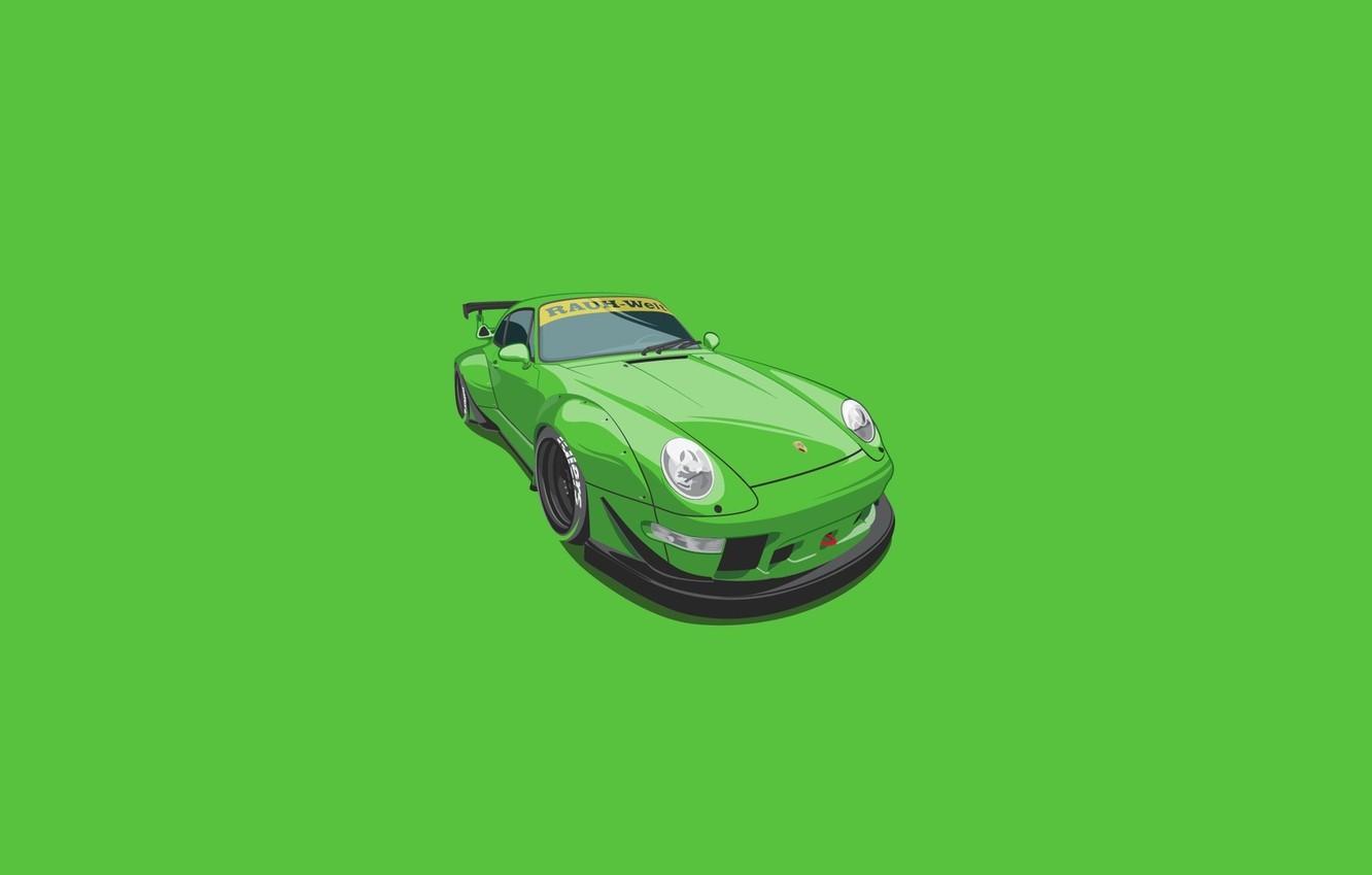 Wallpaper Porsche Green Digital Illustration Rwb